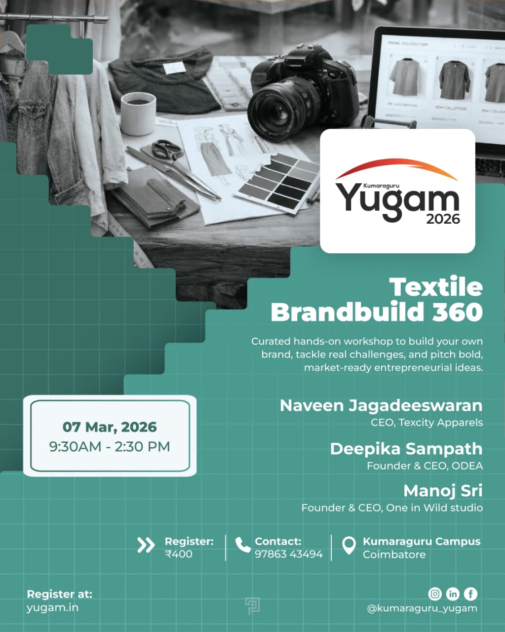 Textile Brand Build 360 YUGAM 2026 Workshop Poster 